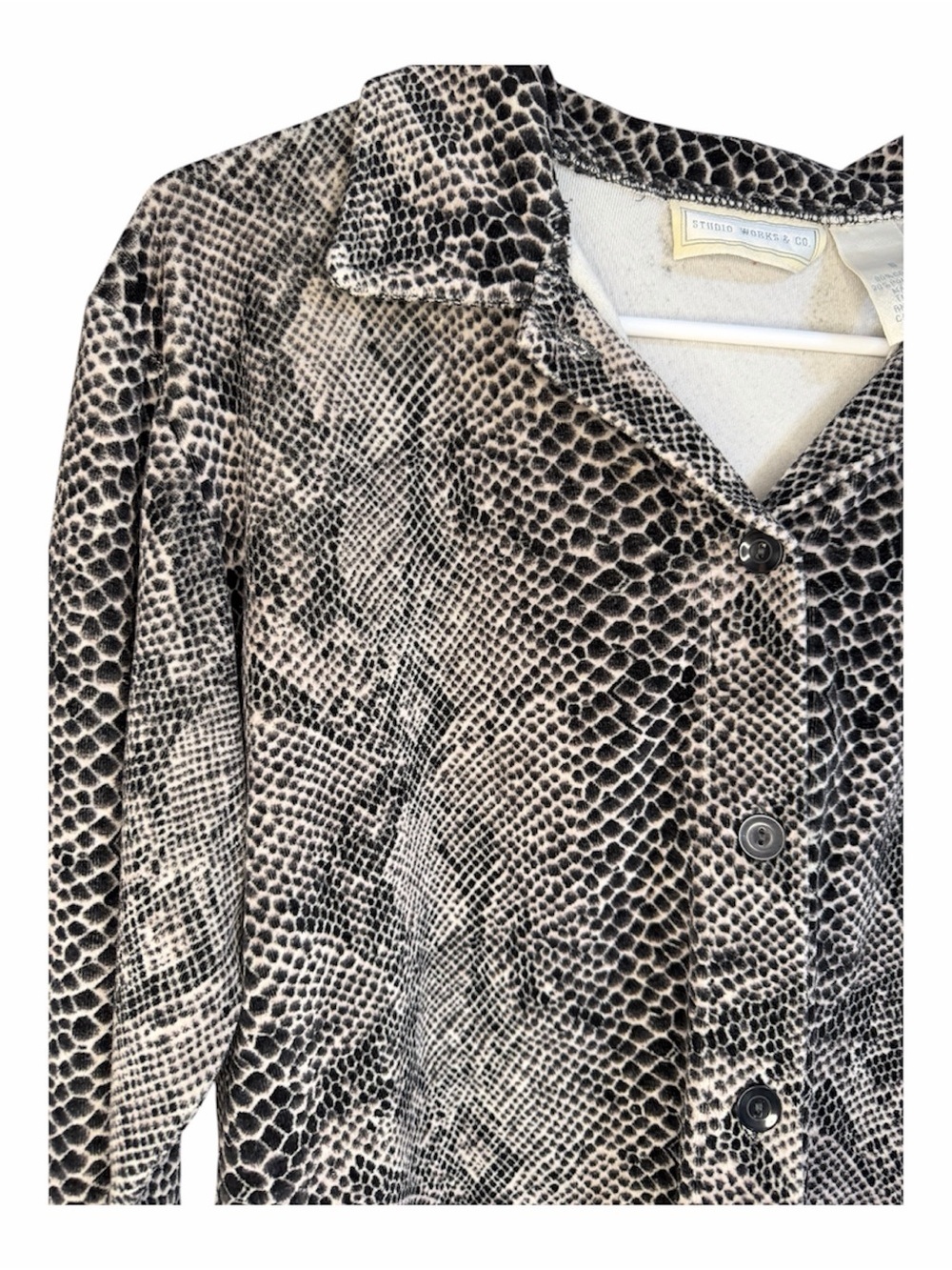 Studio Works & Co. Black and White Snakeskin Print Top - Picture 5 of 5